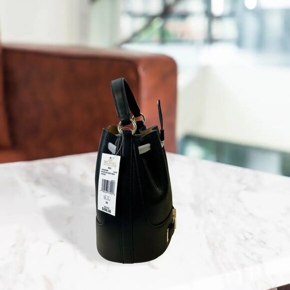 Michael Kors 35S3G6RM8T Medium Reed Bucket Bag in Pebbled Leather In BLACK - Picture 3 of 4